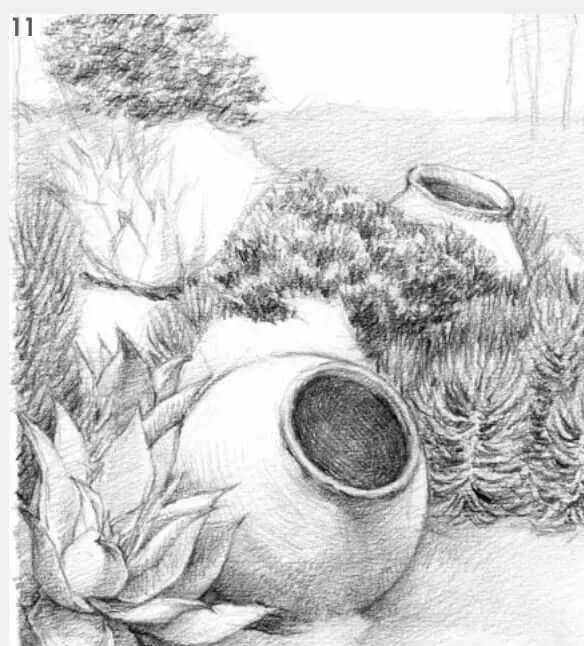 素描场景实操教程！花园一角怎么画？重庆画室学子看过来！图十二